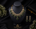 Moissanite statement Necklace set—gold finish