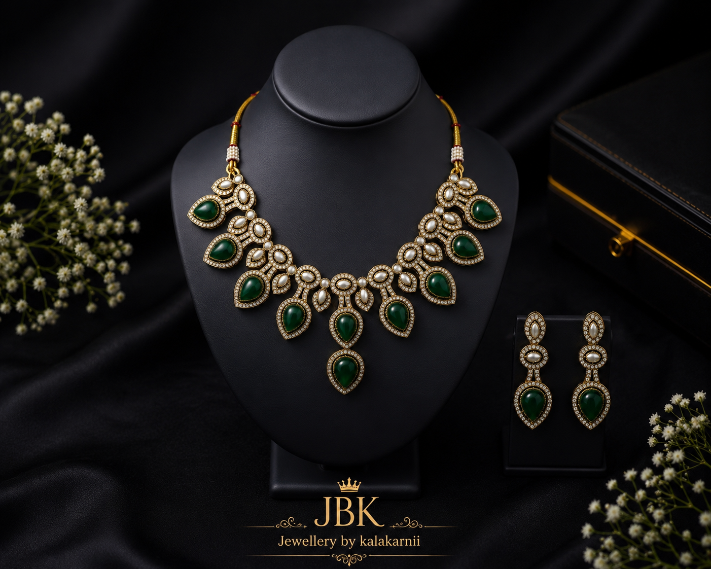 Moissanite statement Necklace set—gold finish