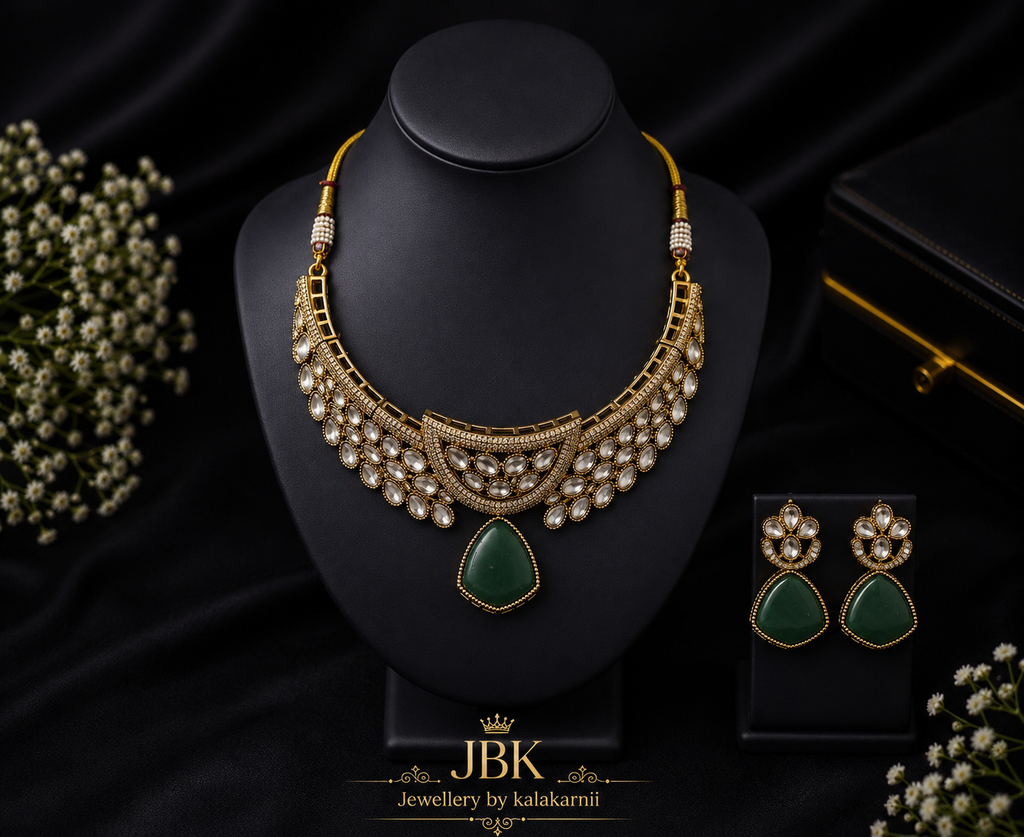 Emerald Green Moissanite Necklace Set