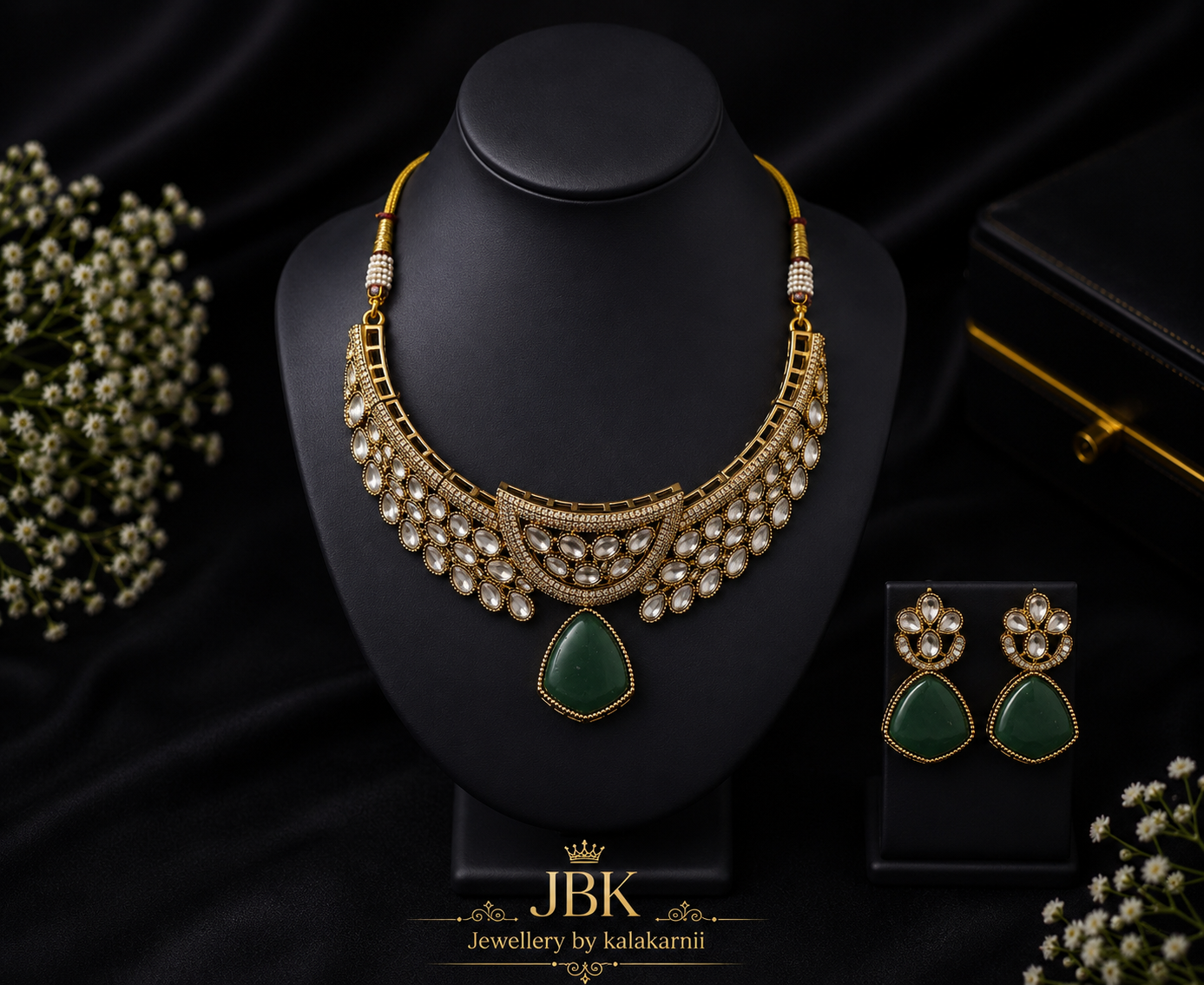 Emerald Green Moissanite Necklace Set